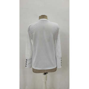 Blusa de Mujer con Cuello Redondo y Mangas Largas con Diseño Floral, 37587 - Blanca - Product Image 6