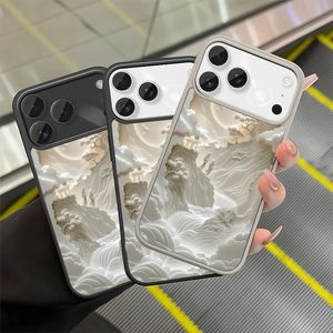 Coque de téléphone magnétique à sublimation Shanshui pour 17 Pro Max, en TPU souple, motif floral blanc, unisexe - Product Image 1