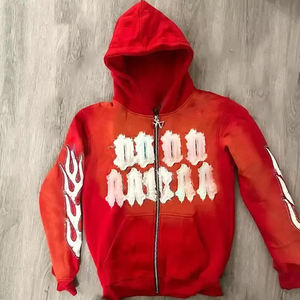 Distressed embroidery <b>hoodie</b> with vintage street style soft <b>fleece</b> warm wear oversized casual fit fashion for <b>men</b> and women - Product Image 3