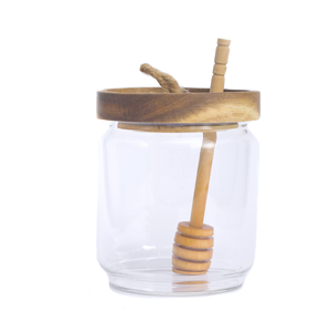 Frascos de vidrio Miel con tapa de madera Tarro de miel 380Ml 500ml 750ml Frascos de vidrio para miel con tapa de madera Cuchara con venta - Product Image 5