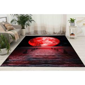Alfombra con Paisaje Marino, Alfombra Grande con Luna Roja, Alfombra con Paisaje Lunar, Alfombra de Luna Llena, Alfombra Estampada, Alfombra Suave No Tejida - Product Image 1