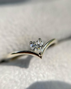 5mm Heart Cut Moissanite <b>Solitaire</b> Engagement <b>Ring</b> in Prong Setting | 18K Gold Plated <b>Silver</b> Dainty Bridal Wedding Fine Jewelry - Product Image 1