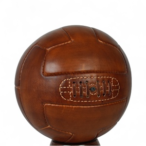 ลูกฟุตบอลโบราณสีน้ำตาล ปี 1930 คลาสสิกย้อนยุค หนังวัวแท้ 100% ปรับแต่งได้ฟรี ขนาดตัวอย่างเบอร์ 5 รุ่น T แผง - พร้อมฐานไม้ - Product Image 3