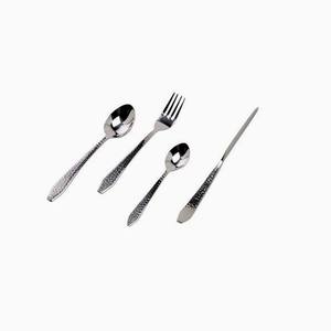Elegante juego de cubiertos de acero inoxidable de estilo americano, ecológico, de alta calidad, 5 uds. De plata con asas acanaladas para fiestas - Product Image 3