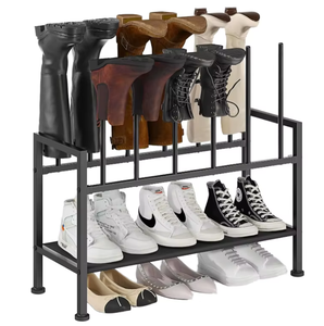 Étagère pour chaussures hautes et baskets, à 3 niveaux, en métal noir, à usage multiple, moderne et durable, avec grand espace de rangement - Product Image 1