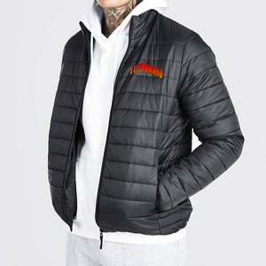 Chaqueta acolchada con logotipo personalizado, Abrigo acolchado a prueba de viento, abrigo con cuello levantado, chaqueta de burbujas a prueba de viento, chaqueta acolchada negra para hombre - Product Image 1