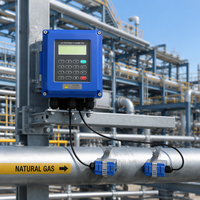 Débitmètre ultrasonique mural à fixation par pince, non invasif, alimenté par batterie, avec écran LCD, pour eau, huile et liquides – Vente directe usine