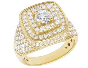 Anillo de lujo con tachuelas de moissanita redonda con diamantes para hombre en plata 925, joyería personalizada de Hip Hop - Product Image 2