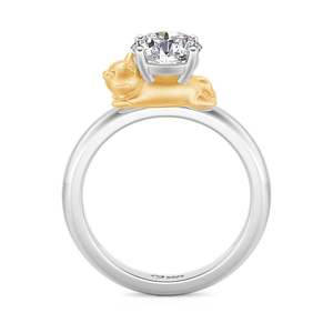 Jeulia Hug Me Cute Cat <b>Ring</b>-Resizable Gemstone <b>Ring</b> with Round Cut Stone Trendy Anniversary Jewelry - Product Image 3