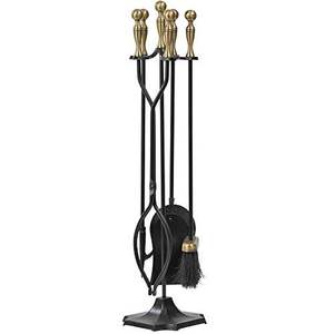 Herramientas clásicas de latón para chimenea con detalles auténticos y estética vintage hechas para calidez y estilo doméstico - Product Image 2