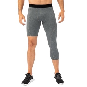 Leggings de compression pour hommes, longueur intégrale, taille élastique, tissu à séchage rapide offrant un confort extensible et un soutien pour la salle de sport et la course à pied - Product Image 1