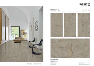 600x1200mm Appartement Jaune Clair Design Moderne Pierre Texture Marbre Poli Brillant Carrelage de Sol en Céramique - Product Image 3