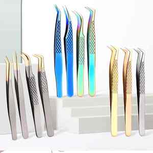 Pince à épiler de greffe de faux cils en acier inoxydable de précision Meilleures extensions classiques Pince à cils avec type de pointe pointue - Product Image 1