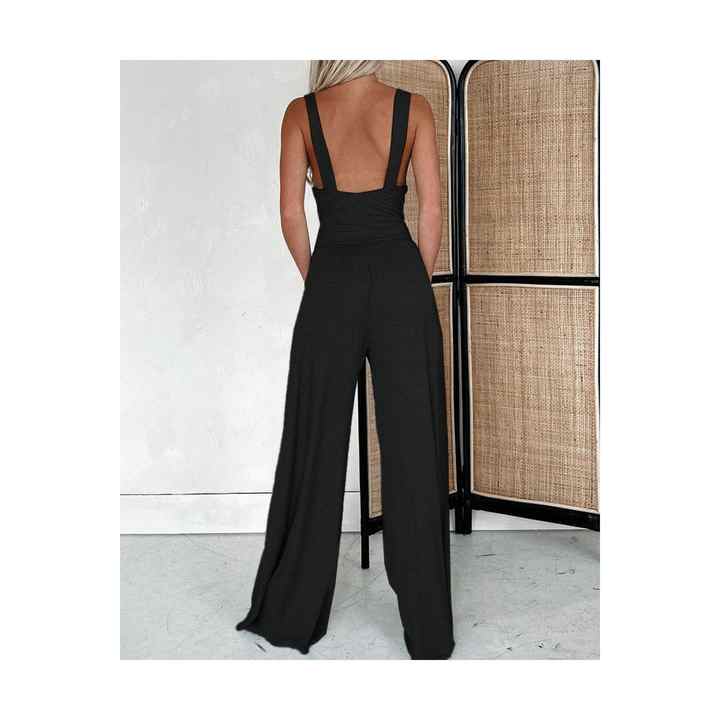 Women's Front Knot Detail Low-cut Viscose Jumpsuit