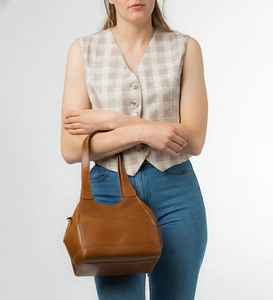 Tan Genuine Leather Triple Compartment Shoulder Bag Women Tote Purse Multi Pocket Work Satchel <b>Handbag</b> USA - Product Image 4