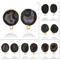 Connecteur à clous en agate géode naturelle, plaqué or, avec boucle, composants de conception, fournitures pour la fabrication de boucles d'oreilles
