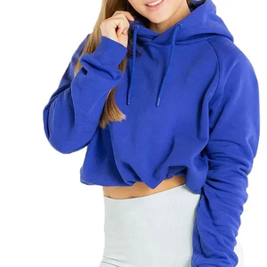 Sudadera con capucha recortada de algodón de alta calidad 2026, logotipo personalizado, diseño OEM, Sudadera corta de lana de Invierno para mujer - Product Image 4
