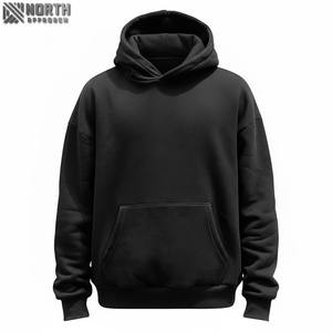 เสื้อฮู้ดโอเวอร์ไซส์ผ้าฝ้ายทรงหลวมพิมพ์ลายน้ำหนัก100% โลโก้แบบสวมหัว - Product Image 2