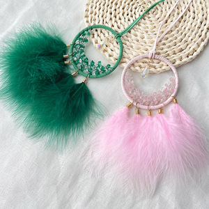 Atrapasueños Bohemio con Plumas Verdes y Cristales, Decoración Circular para Colgar en la Pared, Adorno Artesanal de 35 cm - Product Image 6