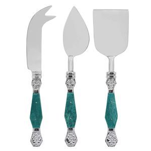 Ensemble d'outils en acier inoxydable avec manche en bois au design royal Ensemble de fromage de cuisine de luxe doré avec manche en résine de plusieurs designs et couleurs - Product Image 1