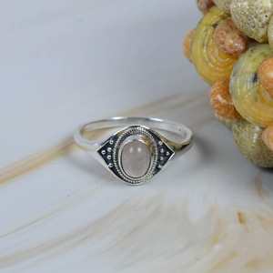 Pink Rose Quartz Ring 925 Sterling Silver Handmade Gemstone Jewelry for Her - Product Image 2