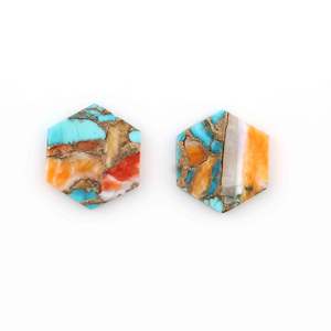 Alta calidad 14mm forma hexagonal suave ostra espinosa turquesa cobre piedras preciosas sueltas naturales para la fabricación de joyas directa - Product Image 2