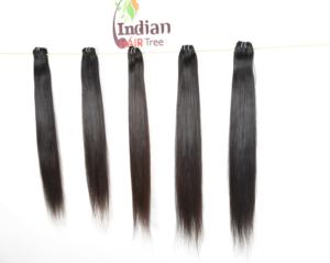 100% Extensions de cheveux humains noirs lisses soyeux non traités couleur naturelle double tirage Remy faisceaux de cheveux de style indien - Product Image 1