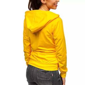 Sweats à capuche avec fermeture éclair complète logo personnalisé grande taille vêtements pour femmes décontracté surdimensionné XXL hiver douane coton polaire jaune sweats à capuche pour femmes - Product Image 3
