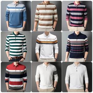 Polo uni à manches longues décontracté pour hommes T-shirt uni respirant grande taille pour polos grande taille à manches longues - Product Image 6