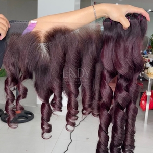 Cabello crudo de alta calidad Resalte paquetes de color rizado con frontal y paquetes para hacer pelucas - Product Image 5