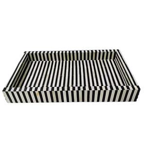 Bandeja de servicio con incrustaciones de hueso del proveedor Pulido brillante hecho a mano de color blanco y negro con el último diseño - Product Image 1