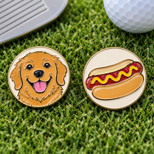Factory Customized Soft Enamel Favorite Cartoon <strong>Dog</strong> Pet Golf Ball Marker Coins Hot <strong>Dog</strong> <strong>Food</strong> Ballmarker for Kids - Product Image 1
