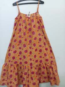 เดรสแม็กซี่แขนกุดสำหรับผู้หญิงชุดเดรสผ้าฝ้ายพิมพ์ลายสไตล์อินเดียโบฮีเมียนลำลองทำด้วยมือขนาดฟรีไซส์ - Product Image 4