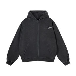 Usine Logo personnalisé lavage à l'acide Vintage pull à capuche zippé coton vieilli français éponge soleil délavé Streetwear sweats à capuche - Product Image 2