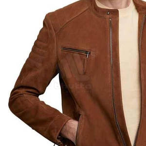 Vestes en daim pour hommes avec col montant et logo sur le devant - Design moderne pour le streetwear et le quotidien - Product Image 4