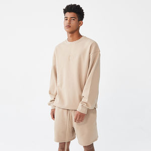 2025 Conjunto de sudadera y pantalones cortos de talla grande para hombre personalizado Color sólido 100% algodón Diseño informal de cintura media - Product Image 2