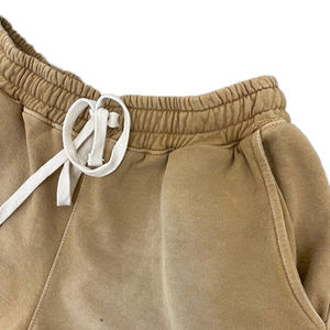 Pantalones cortos para correr de algodón 100% lavados con ácido desgastado Vintage para hombre, ropa de calle ecológica descolorida, servicio OEM, patrón sólido alto - Product Image 6