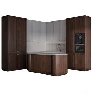 Ensemble de meubles de <span class=keywords><strong>cuisine</strong></span> KEJIA, style shaker moderne, cadre étroit, bois massif, avec plan de travail en quartz - Product Image 1