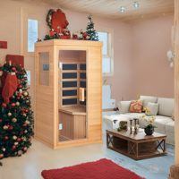 Sauna Kayu Inframerah Hemlock Tradisional dengan Lampu Warna-warni, Tersedia dan Dapat Dikirim Segera