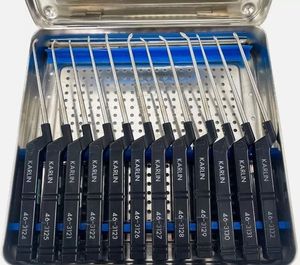 El mejor juego de curetas de bayoneta Lumbar estilo Karlin, 14 Uds., microdiscectomía e instrumentos quirúrgicos cervicales con bandeja de esterilización - Product Image 1