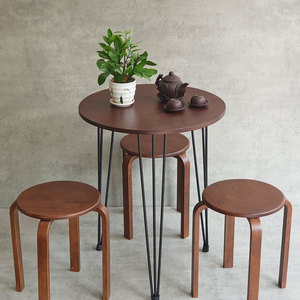Minimalist Design Cafe Furniture Combo Set 1 Round <b>Table</b> (60cm) and 3 Square <b>Stools</b> for Coffee Shops and Restaurants CBCF270 - Product Image 5