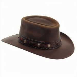 Sombreros de vaquero Hombres Western Denim Real Cowhide Knight's Cap Sombreros para hombres Color Negro Marrón Personalizado Hecho en fábrica - Product Image 5