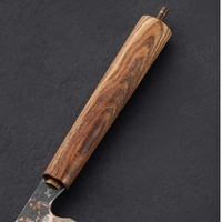 Couperet fait main en acier damassé lame San Mai manche en bois de rose outil de chef personnalisable pour les cadeaux de bricolage Collection tendance OEM