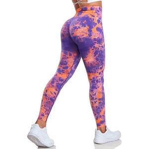 Wholesale Seamless Tie Dye Peach Hip Scrunch <b>Butt</b> <b>Lifting</b> <b>Leggings</b> Women Fitness High Elastic Skin Friendly Sports Yoga Pants - Product Image 2