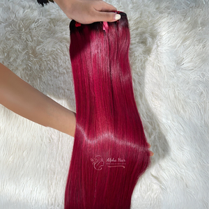 Extensiones de Cabello Humano Remy de un Solo Donante, Lisas y Sedosas, Doble Trama, Tejido a Máquina, Color Rosa Oscuro, Largo - Product Image 3