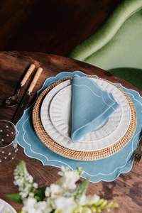 Mantel individual de lino artístico elegante con trabajo de bordado para la decoración de la mesa de comedor de celebración de inauguración en casa - Product Image 6