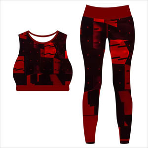 Conjunto Deportivo de Yoga para Mujer, Ropa Deportiva sin Costuras, Falda-Pantalón Roja, Ropa Atlética para Gimnasio, Fitness, Ejercicio, Yoga - Product Image 4