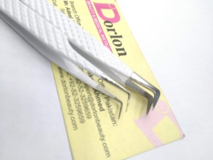 Pinzas de pestañas personalizadas, pinzas de pestañas recubiertas de Color blanco con agarre de diamante, pinzas de pestañas sostenibles con logotipo personalizado para pestañas - Product Image 3