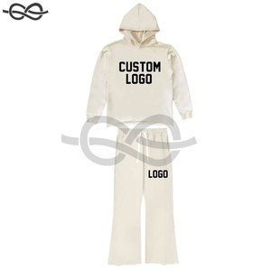 Ensemble de survêtements Street Style pour homme Pantalon évasé et sweat à capuche zippé 2 pièces Trendy Layered Look Pantalon empilé - Product Image 4