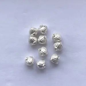8mm 925 Sterling Silver Coconut Drum Forma Beads Ouro Micron Bead Descobertas DIY Spacer Jóias Fazendo Beading Novo Alibaba Índia